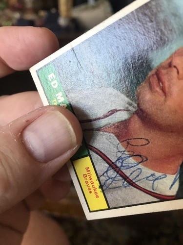 1961 TOPPS #120 ED MATHEWS HOF MILW BRAVES—AUTHENTIC AUTO💥*** (tgcs) - Picture 3 of 3