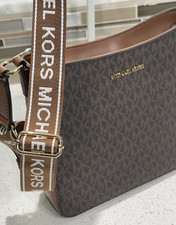 MICHAEL KORS JET SET TRAVEL SMALL ZIP CROSSBODY MESSENGER BAG TOTE MK BROWN LOGO