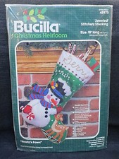Bucilla Christmas Heirloom "Frosty's Fawn" Jeweled Stocking Kit No. 48975