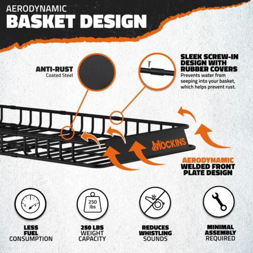 Mockins Rooftop Cargo Carrier Basket - Adjusts from 35-50"L x 36"W x 4"H - Picture 3 of 9