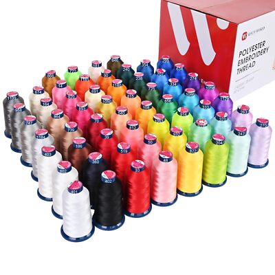 Richword Embroidery Thread 60 Colors 40wt 108d/2 Polyester Thread Kit Each Spo