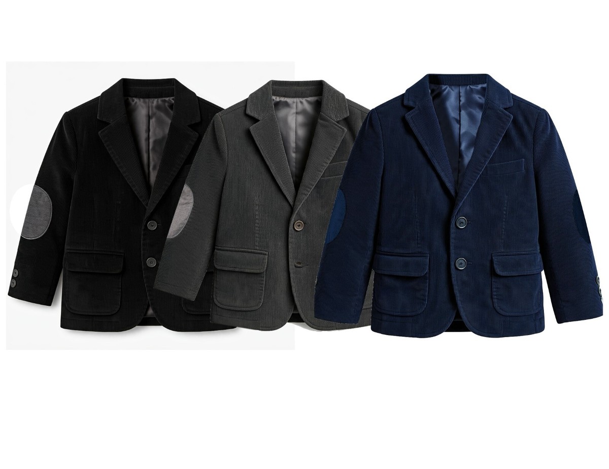 キングダム Toddler Boys Corduroy Blazer Suit Jacket Elbow Patches