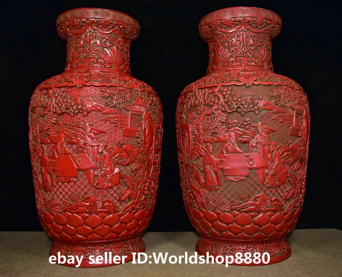 木制红色中国古董花瓶| eBay