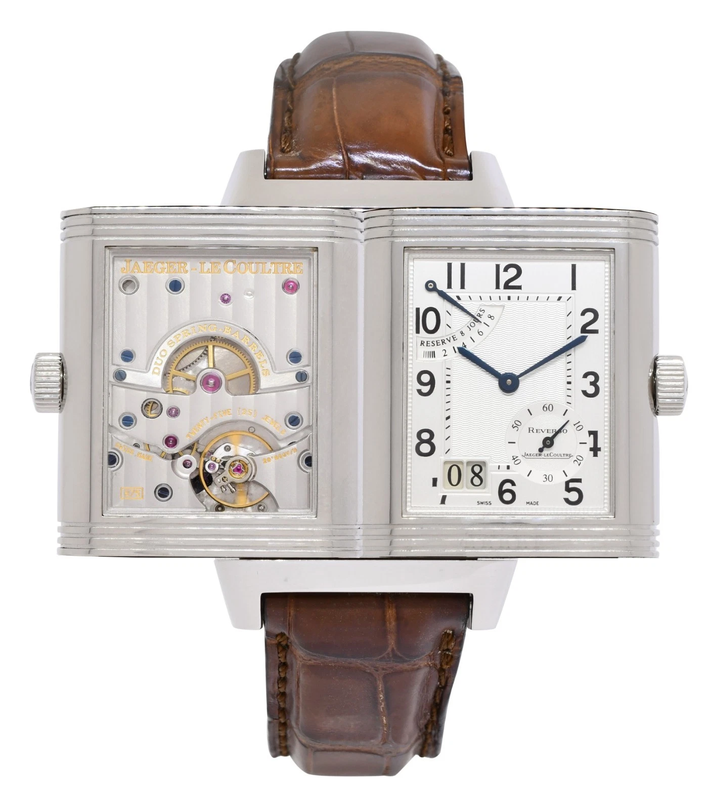 Jaeger LeCoultre — Jaeger LeCoultre Reverso Grande Date 8 Day Steel Watch Q3008420 240.8.15