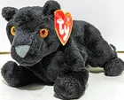 Ty Beanie Baby - Midnight - 6" Black Panther Plush - Tags - Vintage 2000