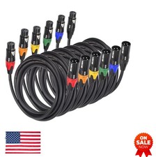 XLR Microphone Cables 25 Ft 3 Pin Male to Female 6 Pack Color Coded Balanced