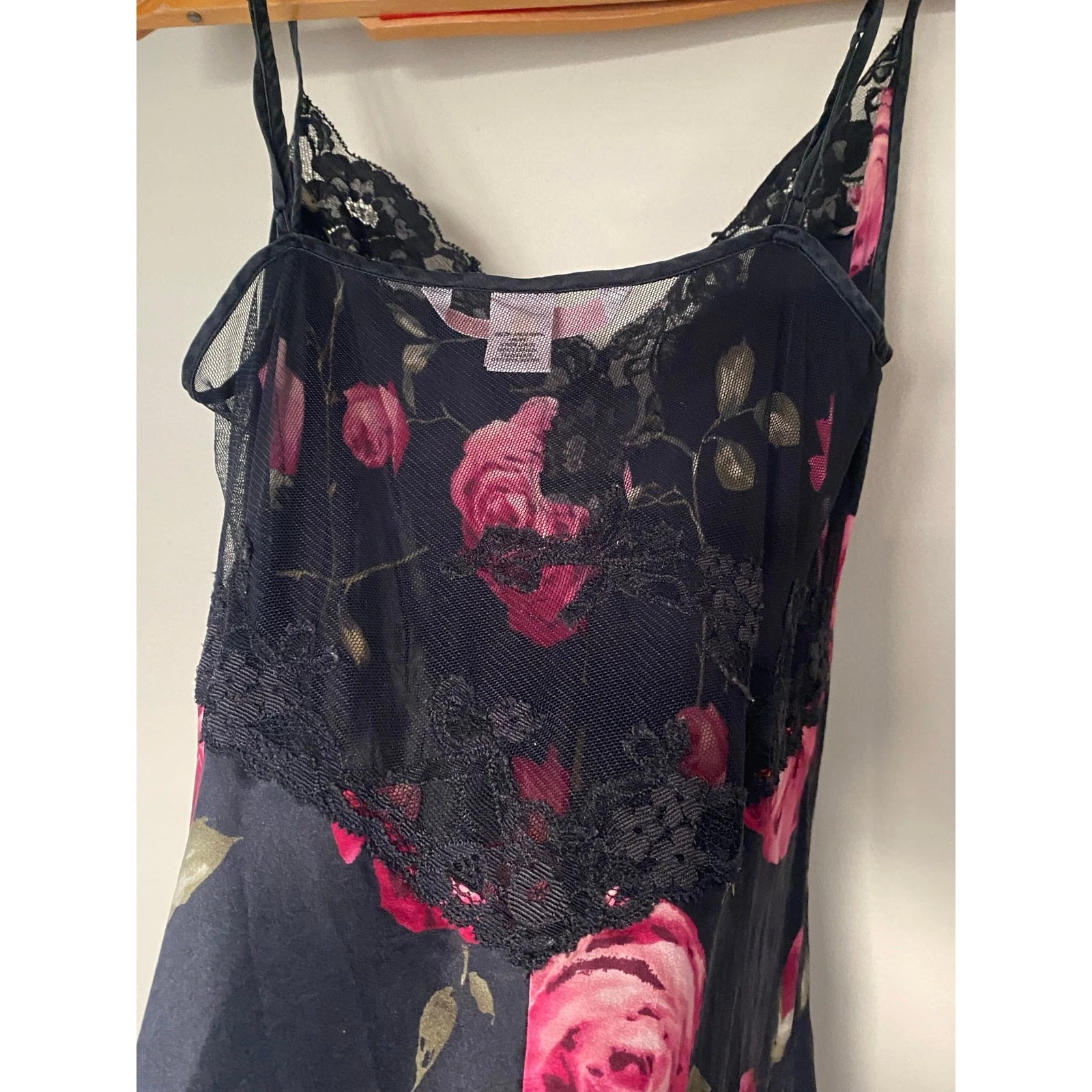 UNDERCOVER Y2K Victorias Secret abito slip seta floreale rose medio pizzo dettagli schiena