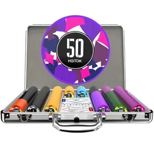 Poker Chips Set 500pcs 11.5g Casino Denominations with Case & 2 Decks Playing...