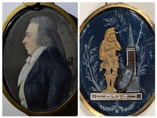 Man in Profile, Watercolour, Circa 1820, Brass Relief, Classicist Miniature
