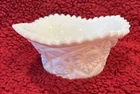 Vintage LE Smith Milk Glass Candy Dish, Sawtooth Rim, Hobstars Starburst Pattern