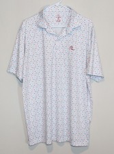Rhoback Polo Shirt Mens XL White Chicago Hot Dog Golf Performance Stretch Top