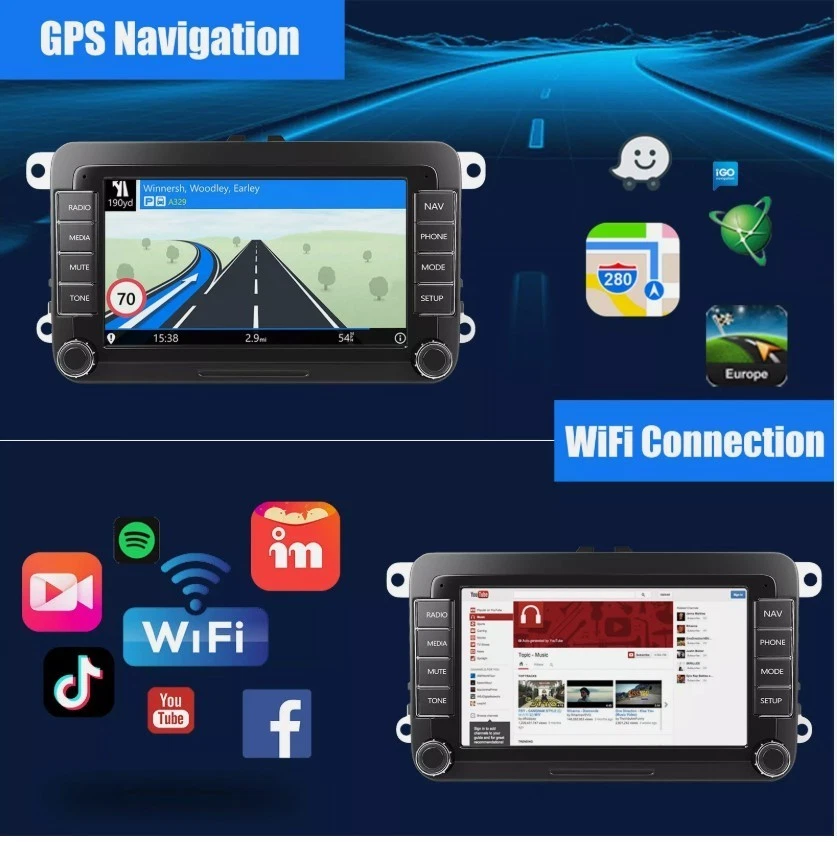 7" AUTORADIO RDS Android 13 GPS USB Carplay For VW GOLF 5 6 Polo Touran Caddy T5 - Photo 3/4