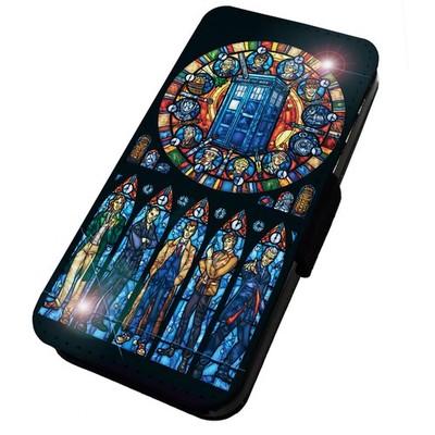 Auflösung Bedruckte Flip Handyhülle für iPhone Dr Who Buntglas