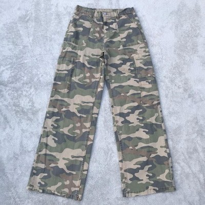 パンツ 90s~00s silk camouflage wide cargo pants No Boundaries Camo Pants Women's M 8-10 Cargo Wide Leg Army Y2K