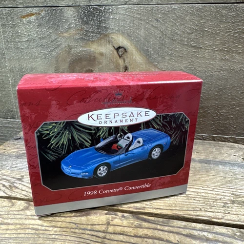 Vintage 1998 Hallmark Keepsake Ornament Chevrolet Corvette Convertible Blue NIB