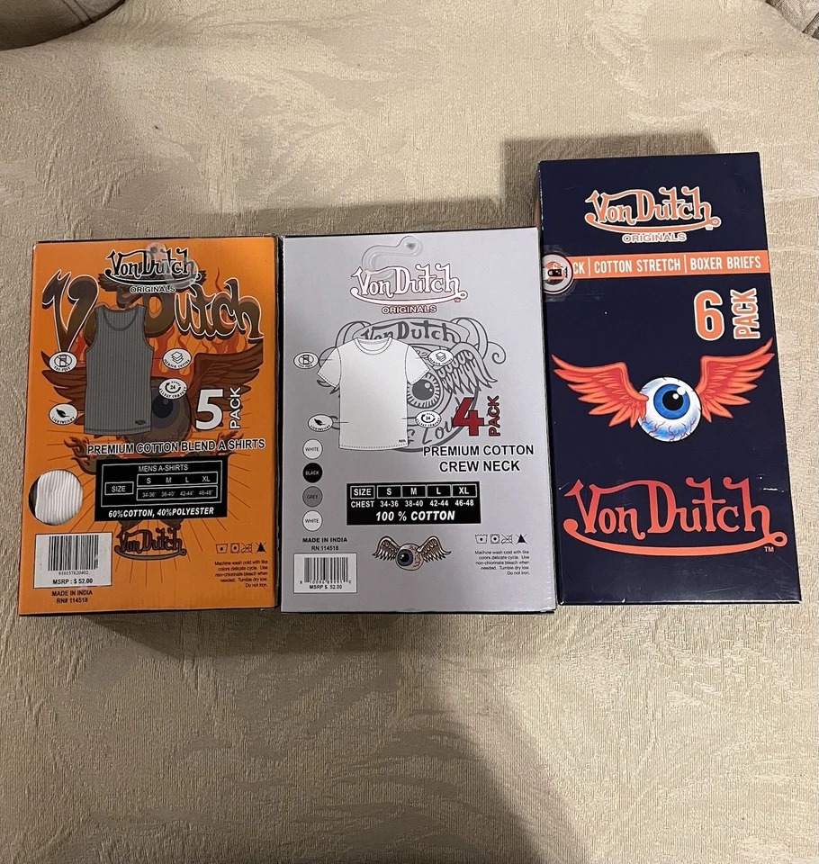 Conjunto de 6 camisetas sin mangas Von Dutch XL Plus Boxer’s Briefs Plus para hombre. Foto 2 de 4