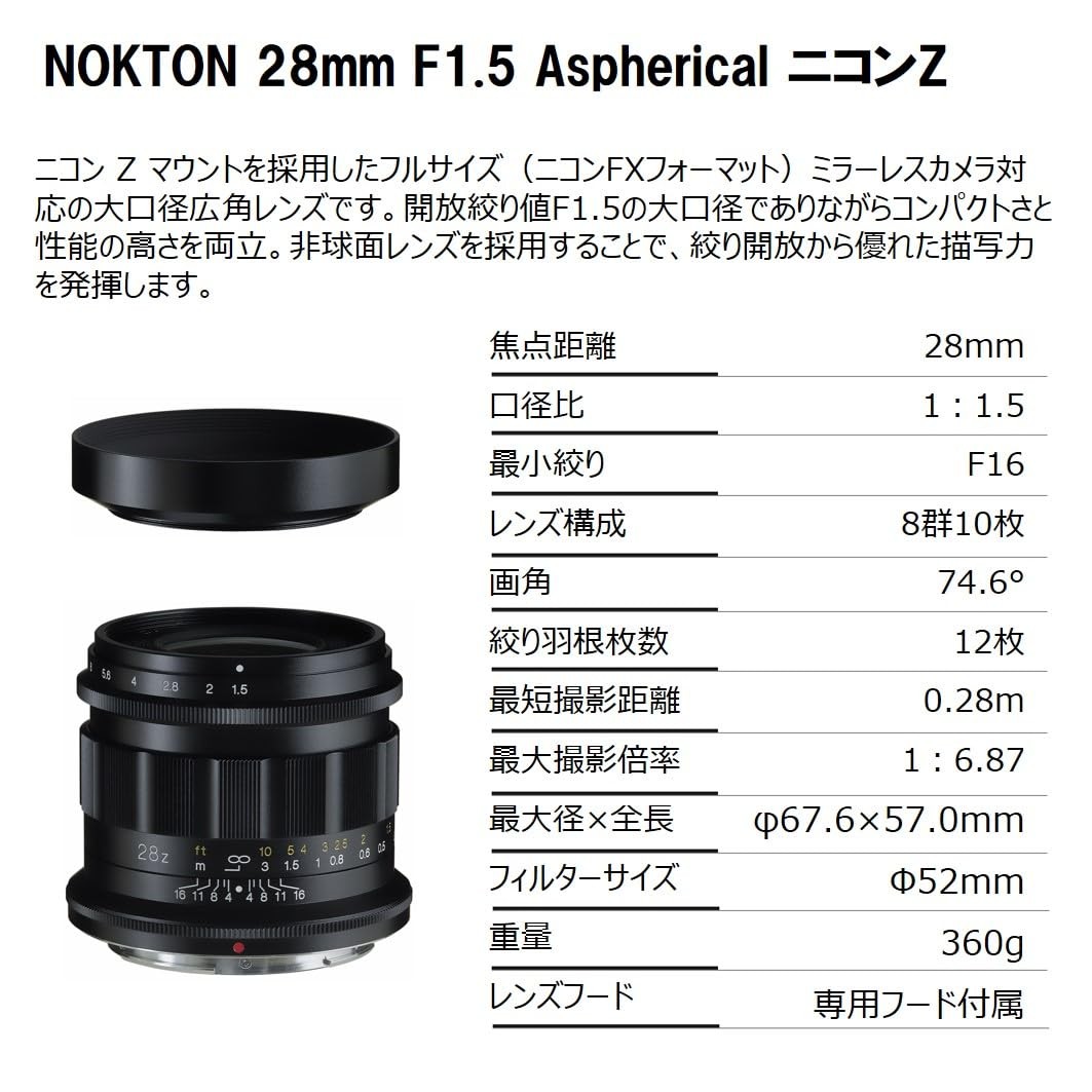 New Voigtlander Nokton 28mm F1.5 Aspherical Lens for Nikon Z-Mount