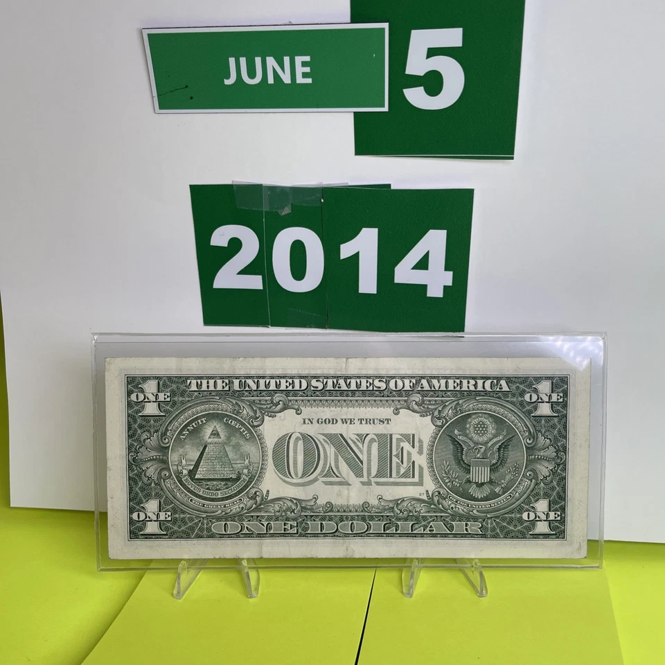 Dollar Birthday Note June 5 2014   $1 Bill Fancy Serial Number Anniversary - Image 4 of 4