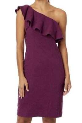 Lilly Pulitzer Womens Bordeaux One Shoulder Dress Sz 10 Jacquard Luxe Chic $198