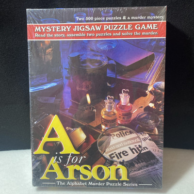 A is for Arson Mystery Jigsaw Puzzle Game Alphabet Murder Series TDC Games NEW