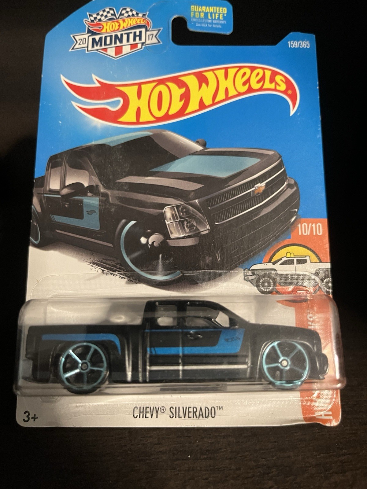 2017 Hot Wheels Hot Trucks Series Black Chevy Silverado (Edge, Creased)