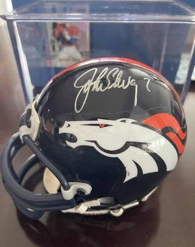 John Elway Signed Mini Helmet Vintage Auto Mounted Memories Authentic 6/12/98