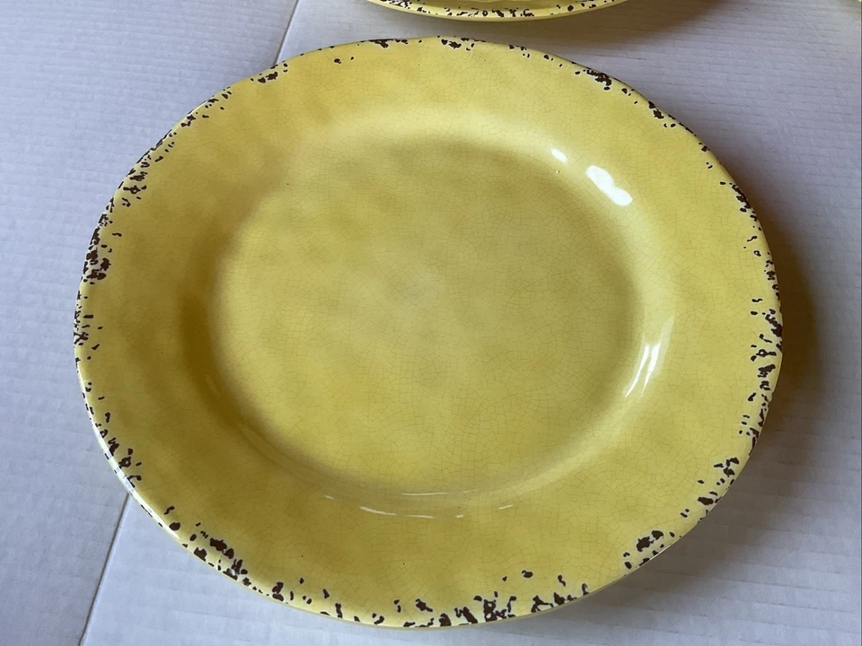 三聚氰胺黄色餐盘 Rustic Crackle TL Mulino 纽约 11 英寸 — 第 3/4 张图片