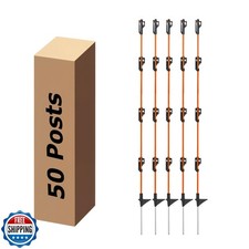 46 Inches Electric Fence Fiberglass Posts, 50 Pack Step in Electr
