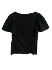 Banana Republic Short Puff Sleeve Black Top Feminine Detailed Sleeves Size Small