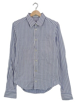 Cacharel Herren Business Hemd Gestreift Langarm Blau Gr. 46/S Baumwolle