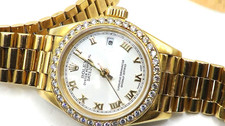 Rolex Lady Datejust 26mm OYSTER PERPETUAL 18K Gold Diamond Bezel White Dial 15