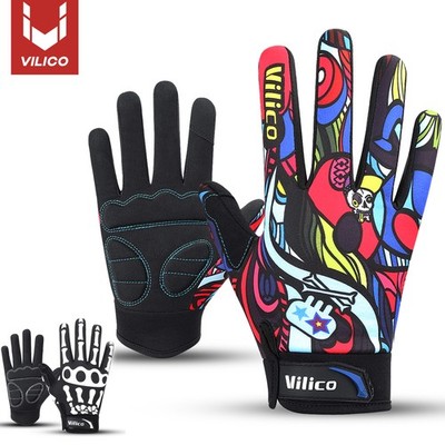 Biker Skeleton Bone Gloves Racing Cycling Motorcycle Mechanics Goth Full Finger