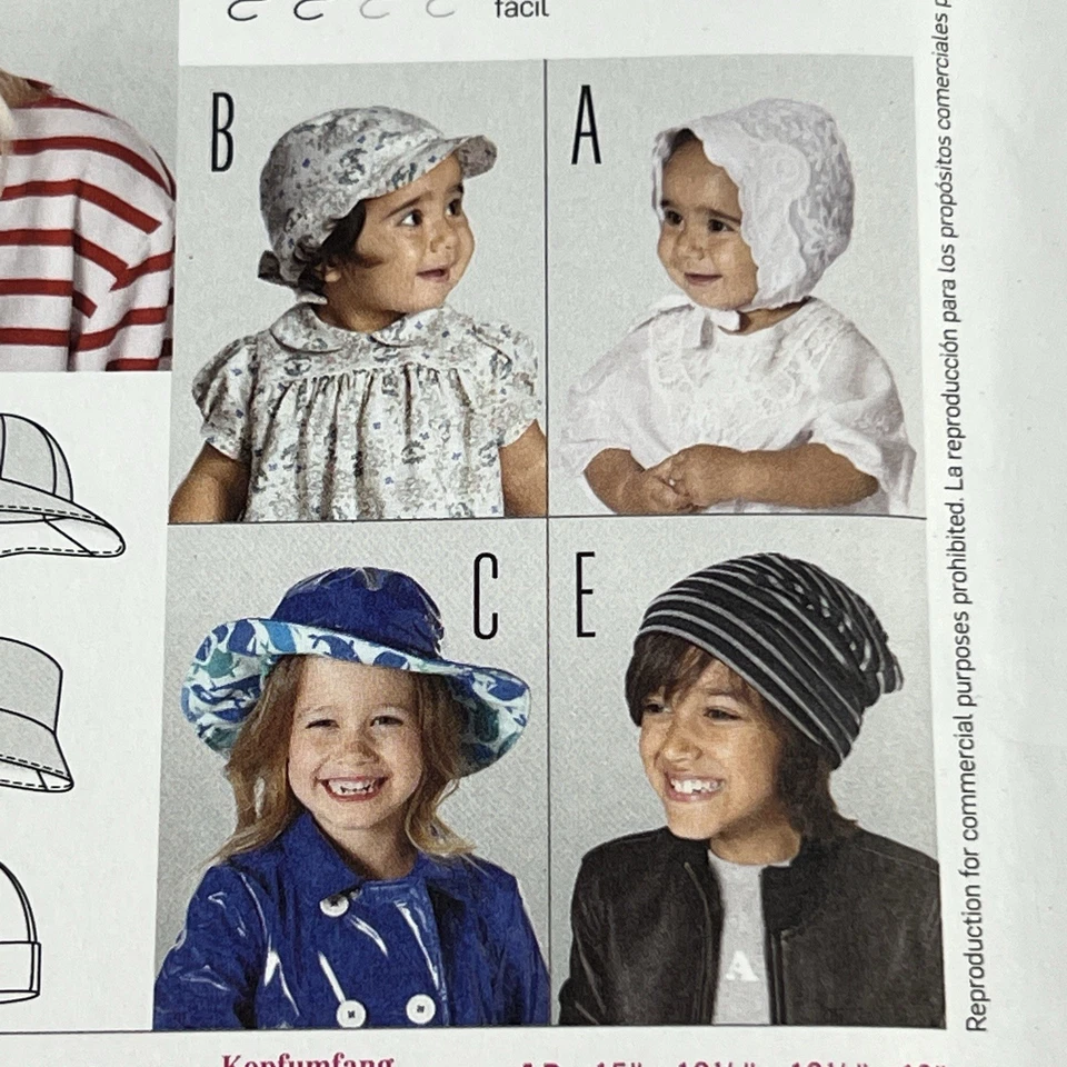 Burda Sewing Pattern 9496 Burda Kids Hats Uncut Pattern Nice Cond Top Seller - Image 3 of 4