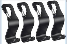 4 Pck Car Back Seat Headrest Hook Hanger for Purse Grocery Bag Handbag Hat Purse