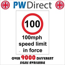 Image of SIGN 100 MPH Speed Limit In Force Miles Per Hour Speed Limit Traffic MPH TR060A