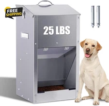 Automatic Dog Feeder Large Breed with Handle, Stainless Steel Indoor and Outdoor