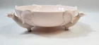 Vintage Jeannette Co Shell Pink Milk Glass Footed 3 Pheasant Bowl  MCM 8" Dia