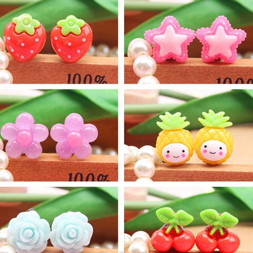 7 Pairs Girl Earring Ear Clip Eardrop Ear Decor Cartoon False for Kids Baby Girl - Bild 3 von 8