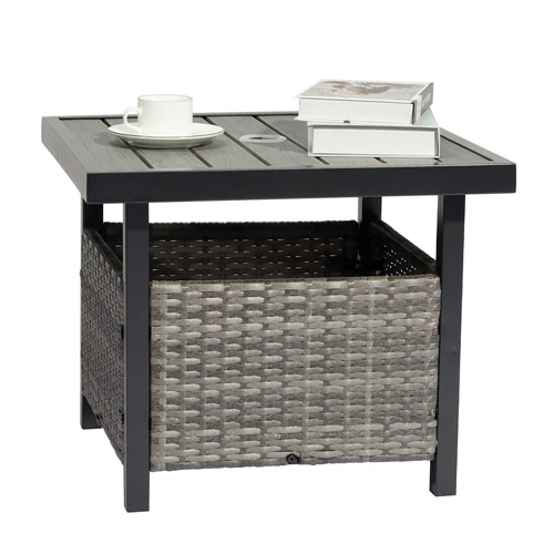 Rattan Wicker Steel Umbrella Side Table Outdoor Furniture Deck Garden Patio- - Picture 10 of 19