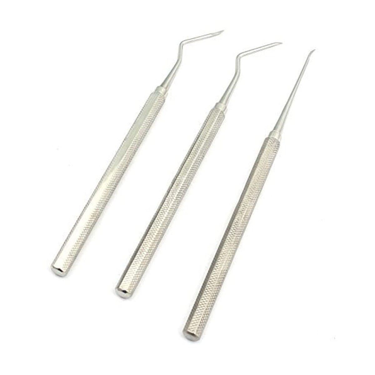 3-Piece Dental Root Tip Pick Set - Left, Right & Straight Stainless Steel Dental Tools (ODM Brand)