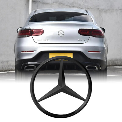 New Chrome Star Trunk Emblem Mirror BLACK Badge 90mm Fit For Mercedes Benz
