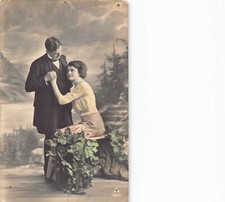 Russia 1914 Love Romance Couple Declaring Hugging Photo Montage postcard