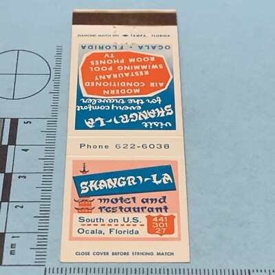 Vintage Matchbook Cover  Shanghai-La Motel and Restaurant  Ocala, Florida gmg