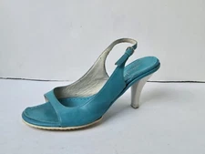 Sutton Studio Made in Spain Blue Leather Slingback Heels Size-36
