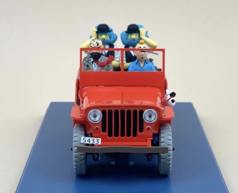 HERGE TINTIN DESERT RED JEEP WILLYS #47 Car Figure 1/24 Authentic