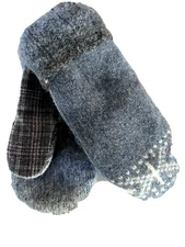 Handmade 100% Wool Mittens from Up-Cycled Sweaters/suiting New Fleece Lining