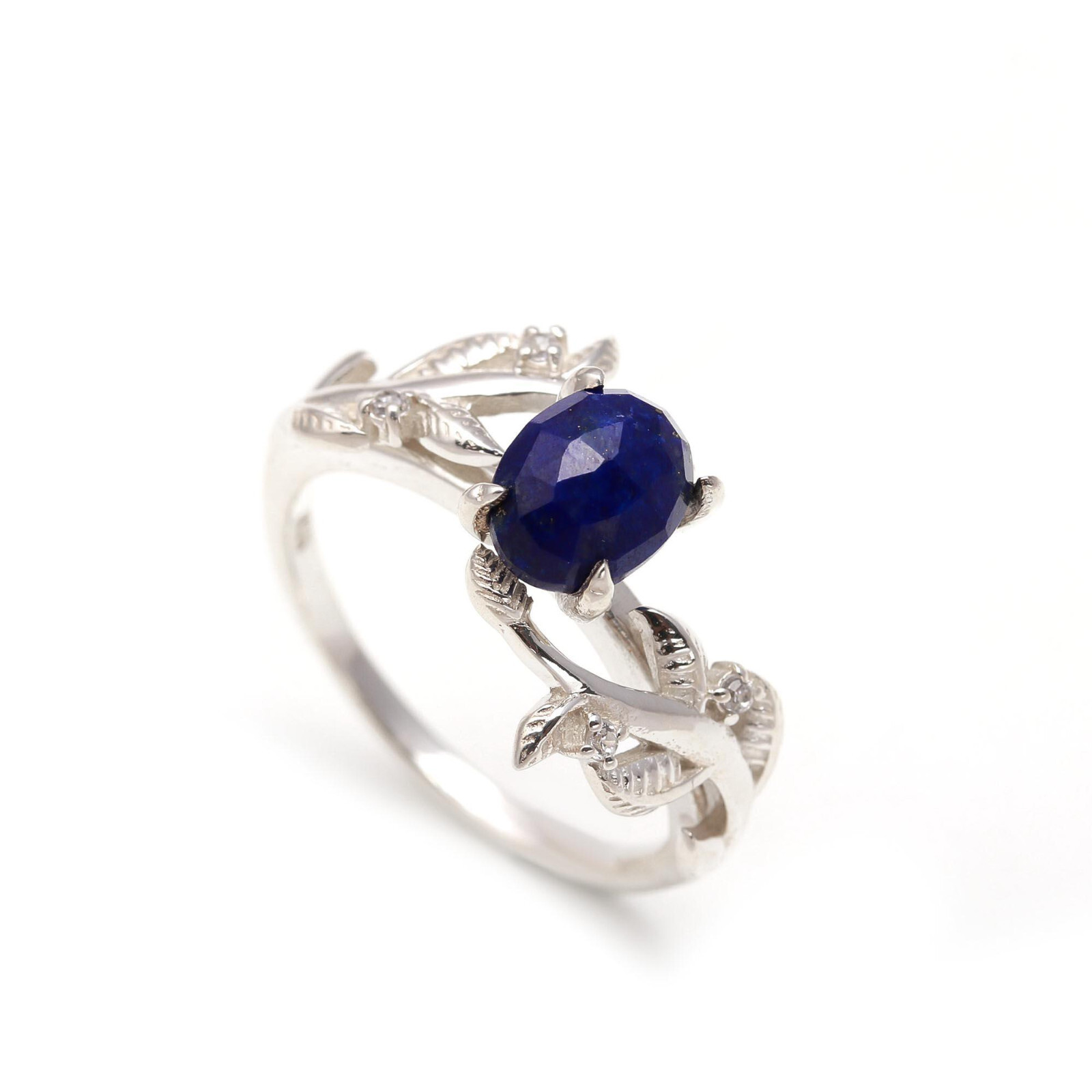 Natural Lapis Lazuli Engagement Ring in 925 Sterling Silver Custom Sizable