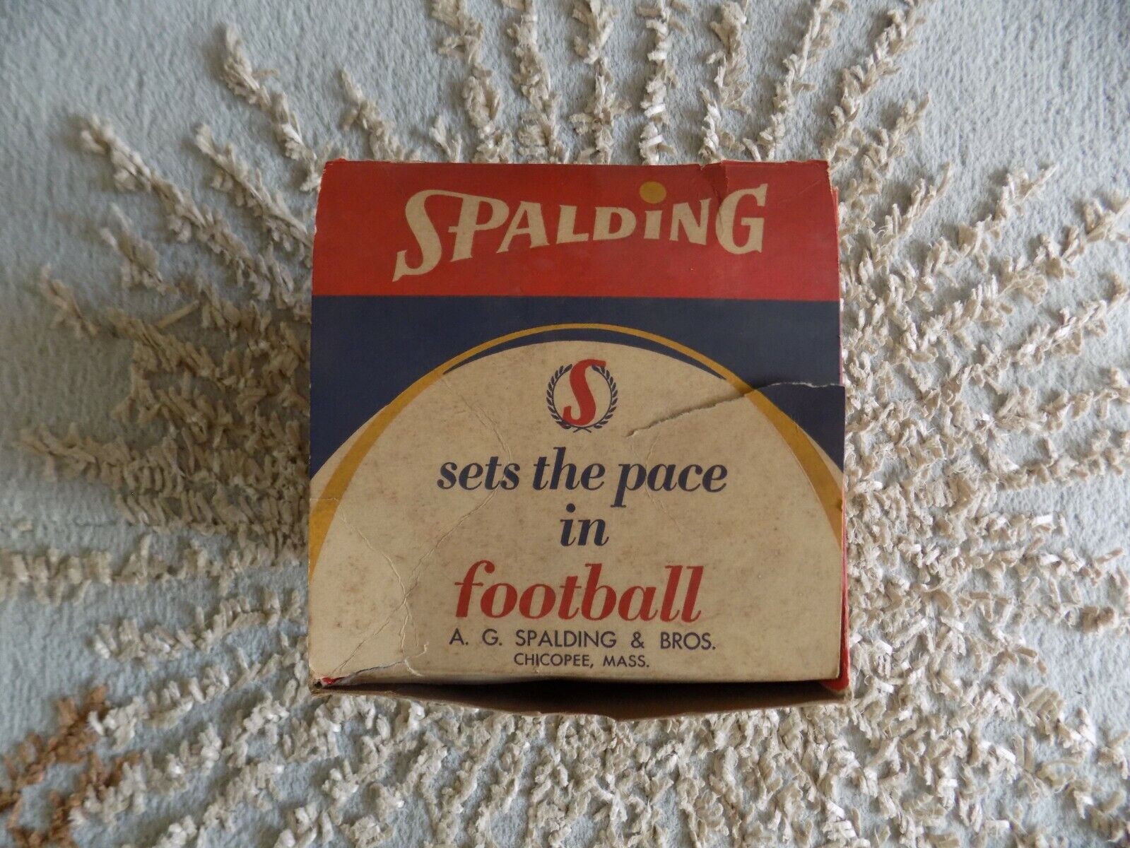 Vintage Spalding Official J6V Leather Football 1960's w/box