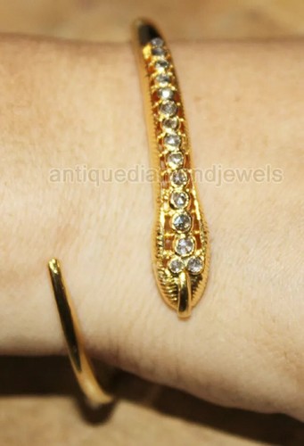 2.50cts Rose Cut Diamond Antique Victorian Look 925 Silver Bangle Bracelet - Picture 9 of 10