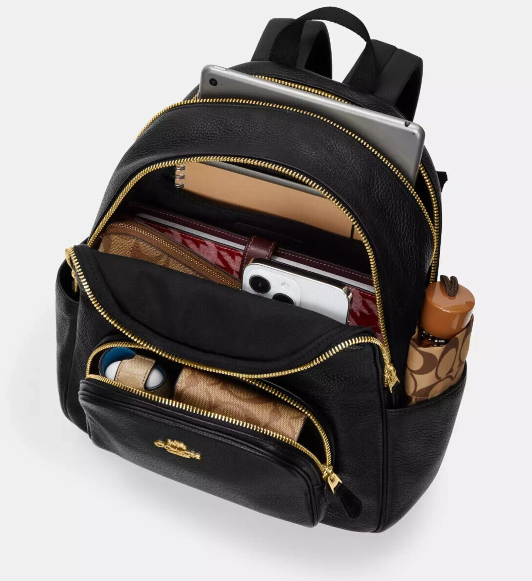 Coach Court Tan Floral Print Signature Coated Canvas & Leather